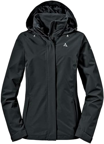 Schöffel Damen Jacket Gmund Wind- Und Wasserdichte Regenjacke, Atmungsaktive Outdoor Wanderjacke Mit Verstaubarer Kapuze, Schwarz, EU im Sale